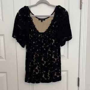 Karen Kane Black Floral Lace Blouse